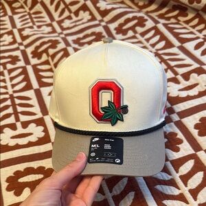 Ohio State Nike Cream and Gray Cap with Red Logo